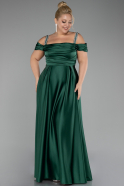 Long Green Satin Plus Size Evening Dress ABU3277