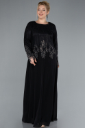 Long Black Chiffon Plus Size Evening Gown ABU4631