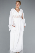 Long White Chiffon Plus Size Evening Dress ABU4638