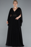 Long Black Chiffon Plus Size Evening Dress ABU4638