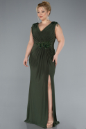 Oil Green Long Plus Size Evening Dress ABU2854