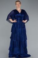 Long Sax Blue Plus Size Evening Dress ABU4558