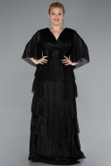 Long Black Plus Size Evening Dress ABU4558