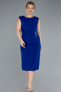 Sax Blue Sleeveless Midi Plus Size Party Dress ABK2190