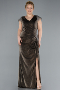 Long Gold Formal Plus Size Dress ABU4614