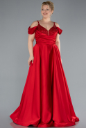 Long Red Satin Plus Size Engagement Dress ABU4539