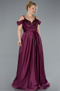 Plum Long Satin Plus Size Engagement Dress ABU4539