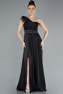 Long Black Satin Evening Dress ABU4658