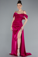 Long Fuchsia Satin Prom Gown ABU4659