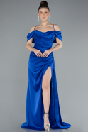 Long Sax Blue Satin Prom Gown ABU4659