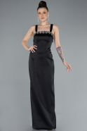 Long Black Satin Evening Dress ABU4660