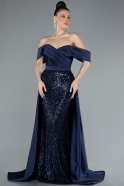 Long Navy Blue Evening Dress ABU4661