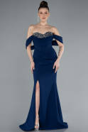 Long Navy Blue Mermaid Evening Gown ABU4662