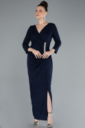 Midi Navy Blue Plus Size Evening Dress ABK2246