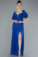 Long Sax Blue Chiffon Prom Gown ABU4657