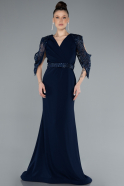 Long Navy Blue Formal Plus Size Dress ABU4668