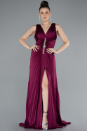 Long Plum Satin Prom Gown ABU4669