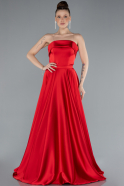 Red Strapless Long Satin Prom Dress ABU4685