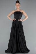 Black Strapless Long Satin Prom Dress ABU4685