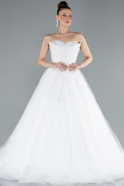 White Strapless Dantelle Long Plus Size Wedding Dress ABG122
