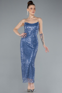 Indigo Strapless Midi Sequined Cocktail Dress ABK2258