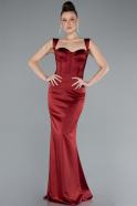 Long Burgundy Satin Mermaid Prom Dress ABU4665