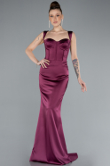 Long Plum Satin Mermaid Prom Dress ABU4665