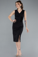 Black V Neck Midi Cocktail Dress ABK2264