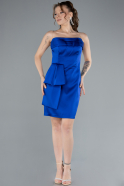 Sax Blue Strapless Short Satin Party Dress ABK2266