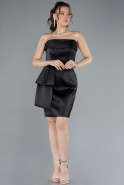 Black Strapless Short Satin Party Dress ABK2266