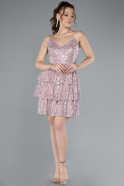 Powder Color Backless Mini Sequin Party Dress ABK2270