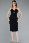 Black Stone Strap Midi Cocktail Dress ABK2261