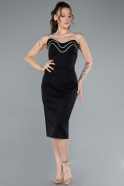 Black Strapless Midi Cocktail Dress ABK2262