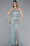 Mint One Shoulder Slit Long Glitter Mermaid Evening Gown ABU4697