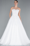 White Strapless Dantelle Long Wedding Dress ABG121