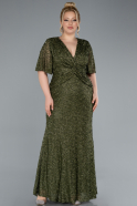 Olive Drab Long Plus Size Evening Gown ABU4542