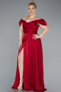 Burgundy Long Satin Plus Size Evening Dress ABU4576