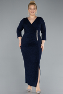 Midi Navy Blue Plus Size Evening Dress ABK2378