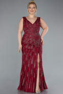 Long Burgundy Plus Size Evening Gown ABU4717
