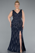 Long Navy Blue Plus Size Evening Gown ABU4717
