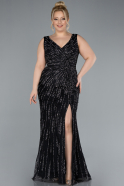 Long Black Plus Size Evening Gown ABU4717
