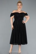 Midi Black Plus Size Cocktail Dress ABK2259