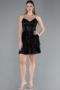 Black Backless Mini Sequin Party Dress ABK2270