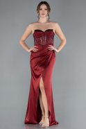 Long Burgundy Satin Evening Dress ABU4568