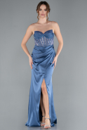 Long Indigo Satin Evening Dress ABU4568