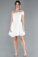 White Short Satin Cocktail Dress ABK2237