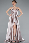 Light Lavender Strapless High Slit Long Satin Graduation Prom Dress ABU4774