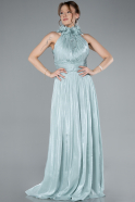 Mint Halter Neck Long Chiffon Evening Dress ABU4811