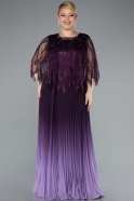 Purple Long Chiffon Plus Size Evening Gown ABU4633
