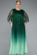 Emerald Green Long Chiffon Plus Size Evening Gown ABU4633